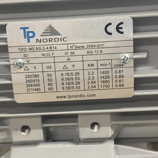 El.motor 2,2 kw MS2 90L2-4P 2/4V-50Hz B34 IP56 IE1