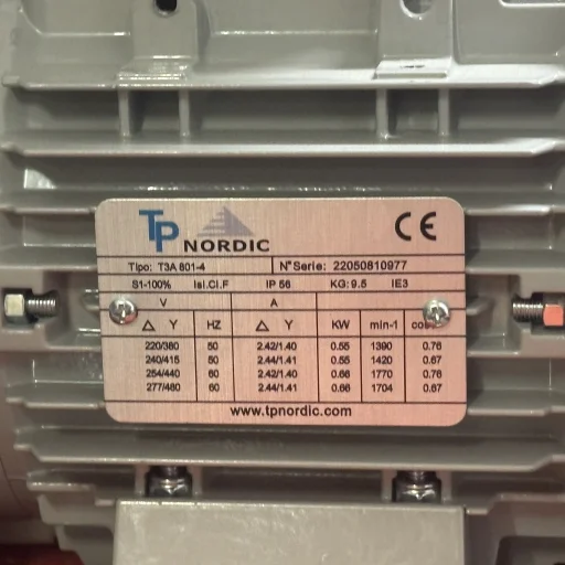 El.motor 0,55 kw T3A 801-4P 2/4V-50/60Hz B35 IP56 IE3