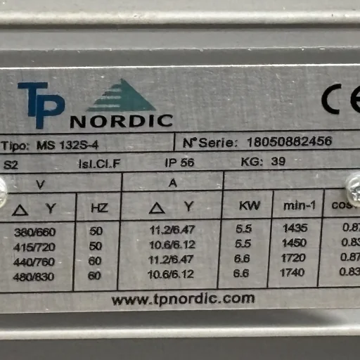 El.motor 5,5 kw MS 132S-4P 4/6V-50Hz B3 IP56