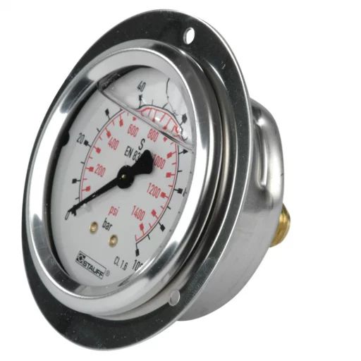 SPG063-0100-01-01-P-B04-F Manometer m/frontring Ø63 100 bar tilslutning bak 1/4"