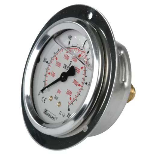 SPG063-0250-01-01-P-B04-F Manometer m/frontring Ø63 250 bar tilslutning bak 1/4"