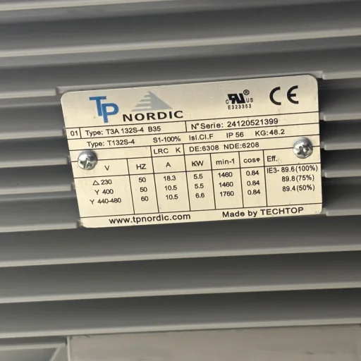 El.motor 5,5 kw T3A 132S 4P 2/4V-50Hz B34 IP56 IE3 PTC Heat