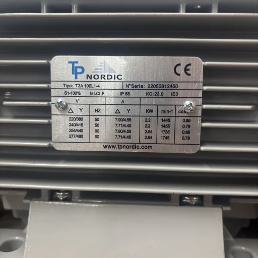 El.motor 2,2 kw T3A 100L1-4P 2/4V-50Hz B35 IP56 IE3