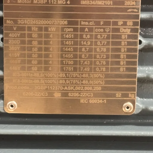 El.motor 112M 4,0 kW-4P 2/4V-50/60Hz B34 IP55 IE3