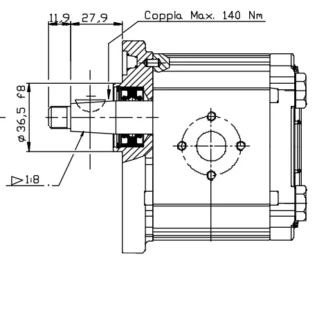 OT200 P28-D P28-P2 Tannhjulspumpe 28,0ccm Gr.2 1:8 Kon Høyre
