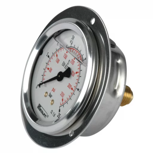 SPG063-0025-01-01-P-B04-F Manometer m/frontring Ø63 25 bar tilslutning bak 1/4"
