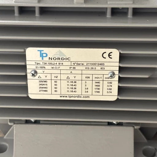 El.motor 3 kw T3A 100L2-4P 2/4V-50Hz B34 IP56 IE3