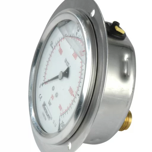 Manometer  m/frontring Ø100  250 bar tilslutning bak 1/2"