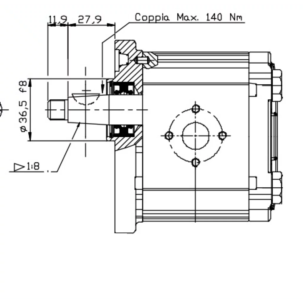 OT200 P25-D P28-P2 Tannhjulspumpe 25,1ccm Gr.2 1:8 Kon Høyre