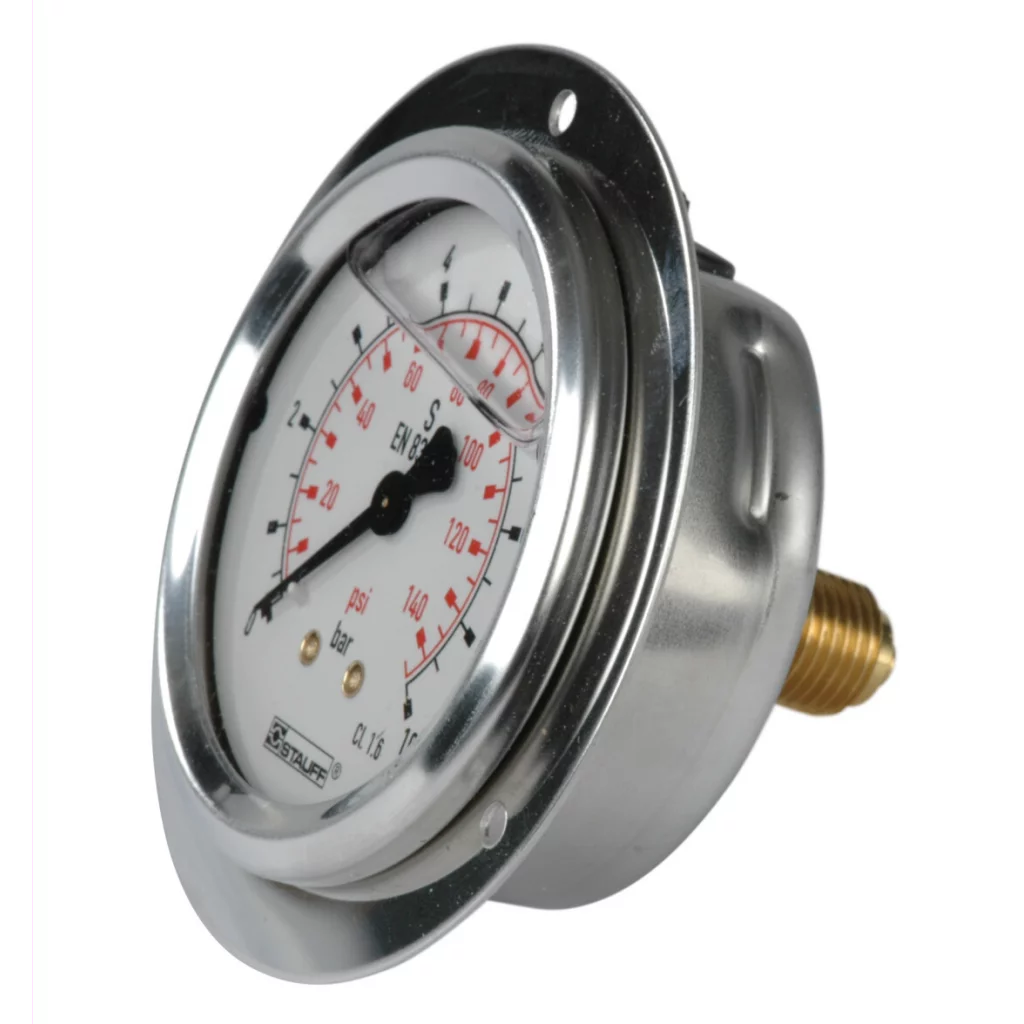 SPG063-0010-01-01-P-B04-F Manometer m/frontring Ø63 10 bar tilslutning bak 1/4"