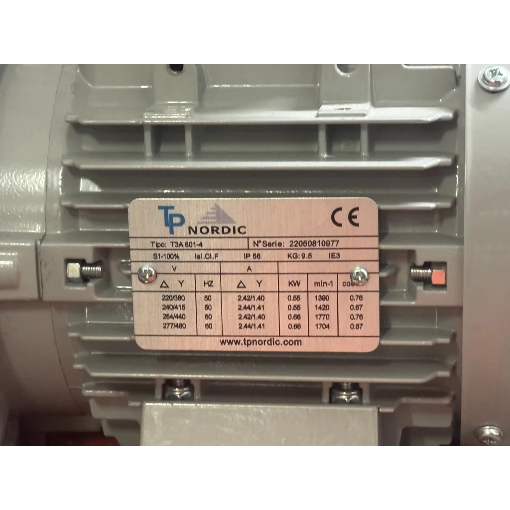 El.motor 0,55 kw T3A 801-4P 2/4V-50/60Hz B35 IP56 IE3
