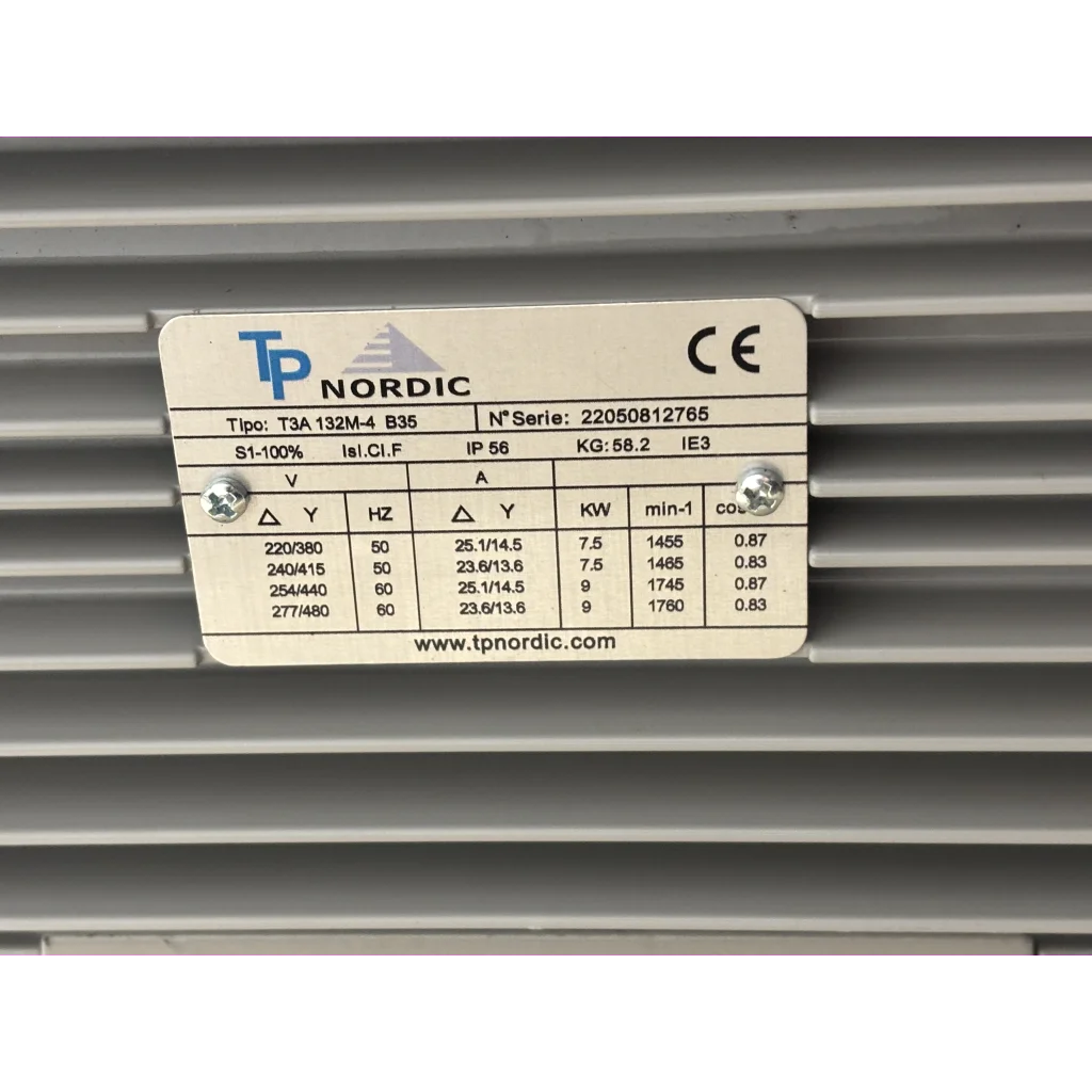 El.motor 7,5 kw T3A 132M-4P 2/4V-50Hz B35 IP56 IE3