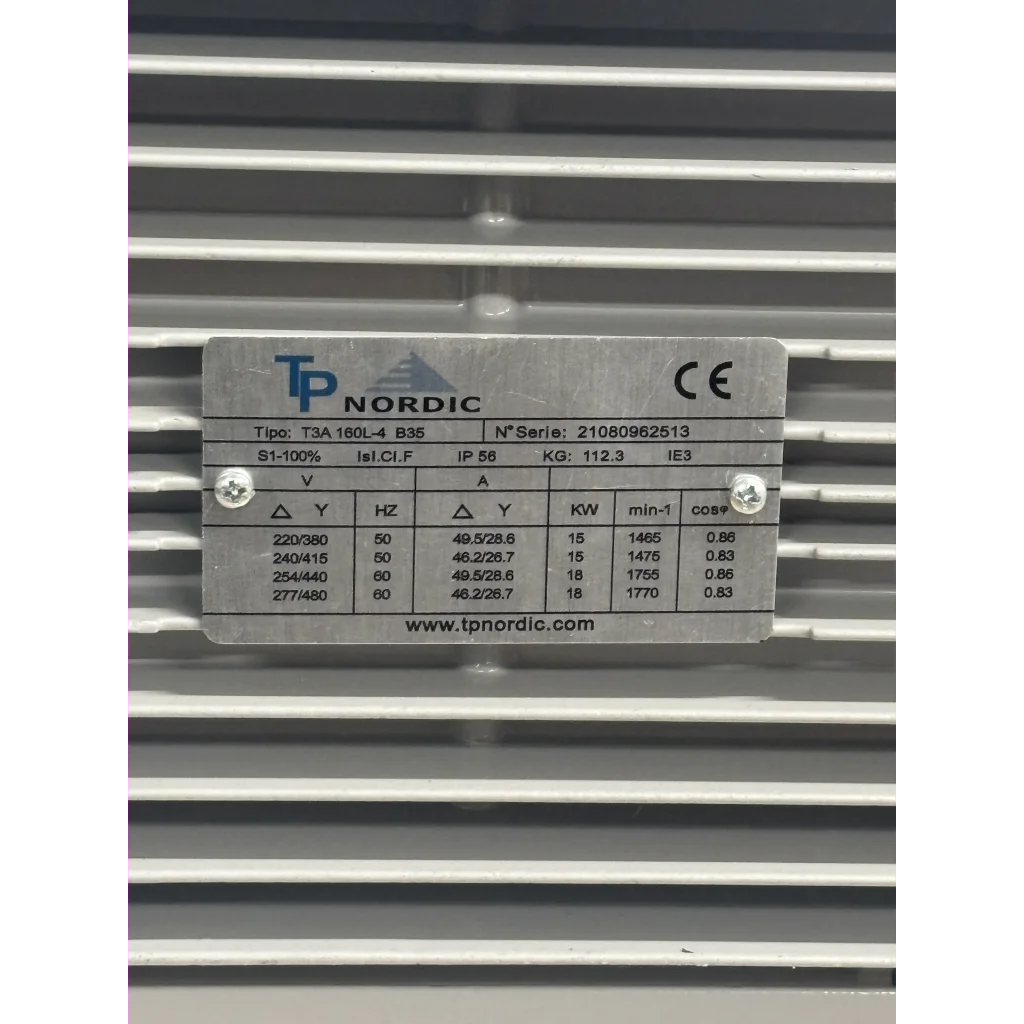 El.motor 15 kw T3A 160L-4P 2/4V-50Hz B35 IP56 IE3 PTC
