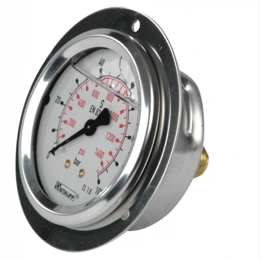 SPG063-0100-01-01-P-B04-F Manometer m/frontring Ø63 100 bar tilslutning bak 1/4"