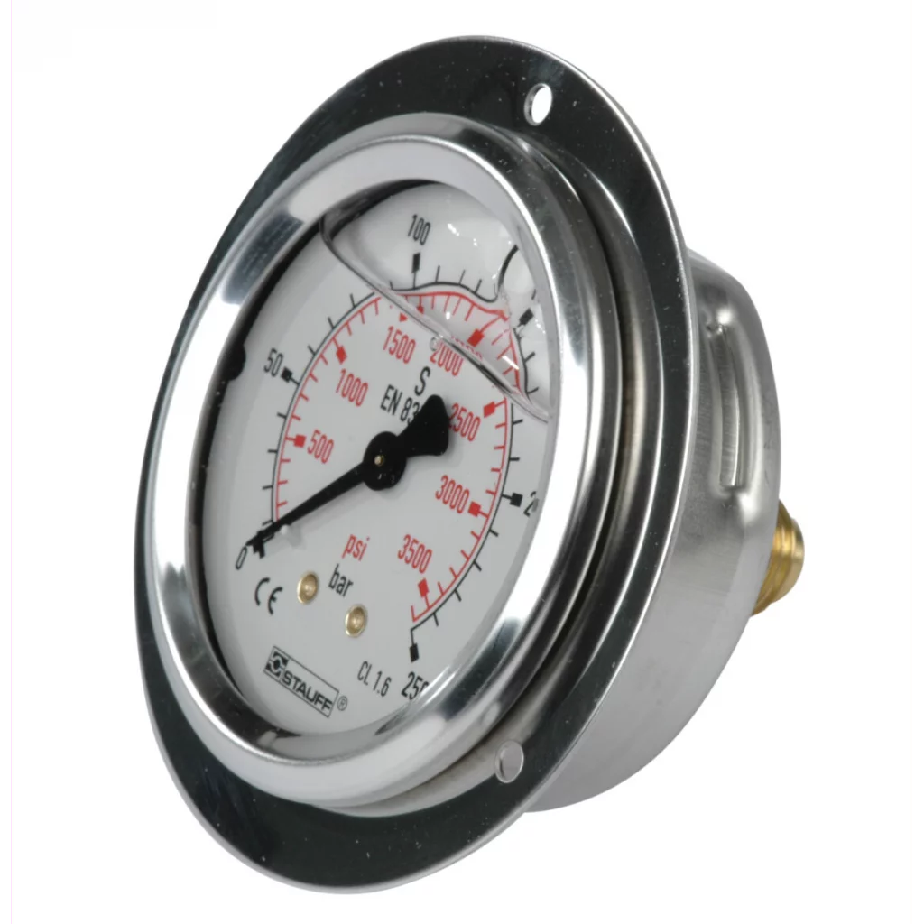 SPG063-0250-01-01-P-B04-F Manometer m/frontring Ø63 250 bar tilslutning bak 1/4"