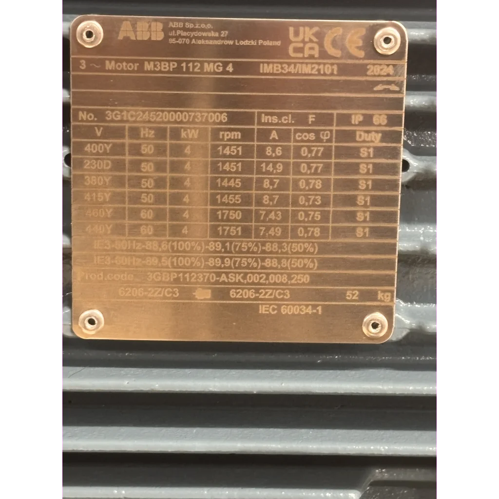 El.motor 112M 4,0 kW-4P 2/4V-50/60Hz B34 IP55 IE3