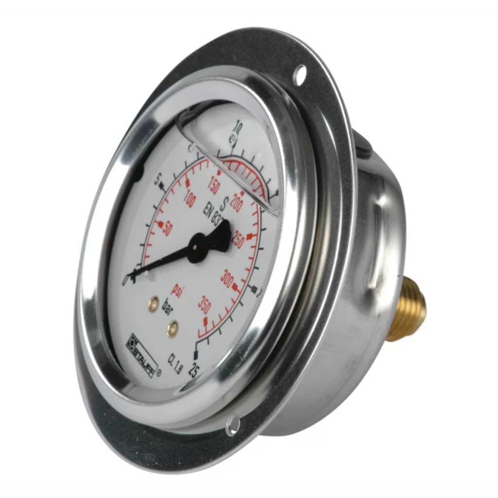 SPG063-0025-01-01-P-B04-F Manometer m/frontring Ø63 25 bar tilslutning bak 1/4"