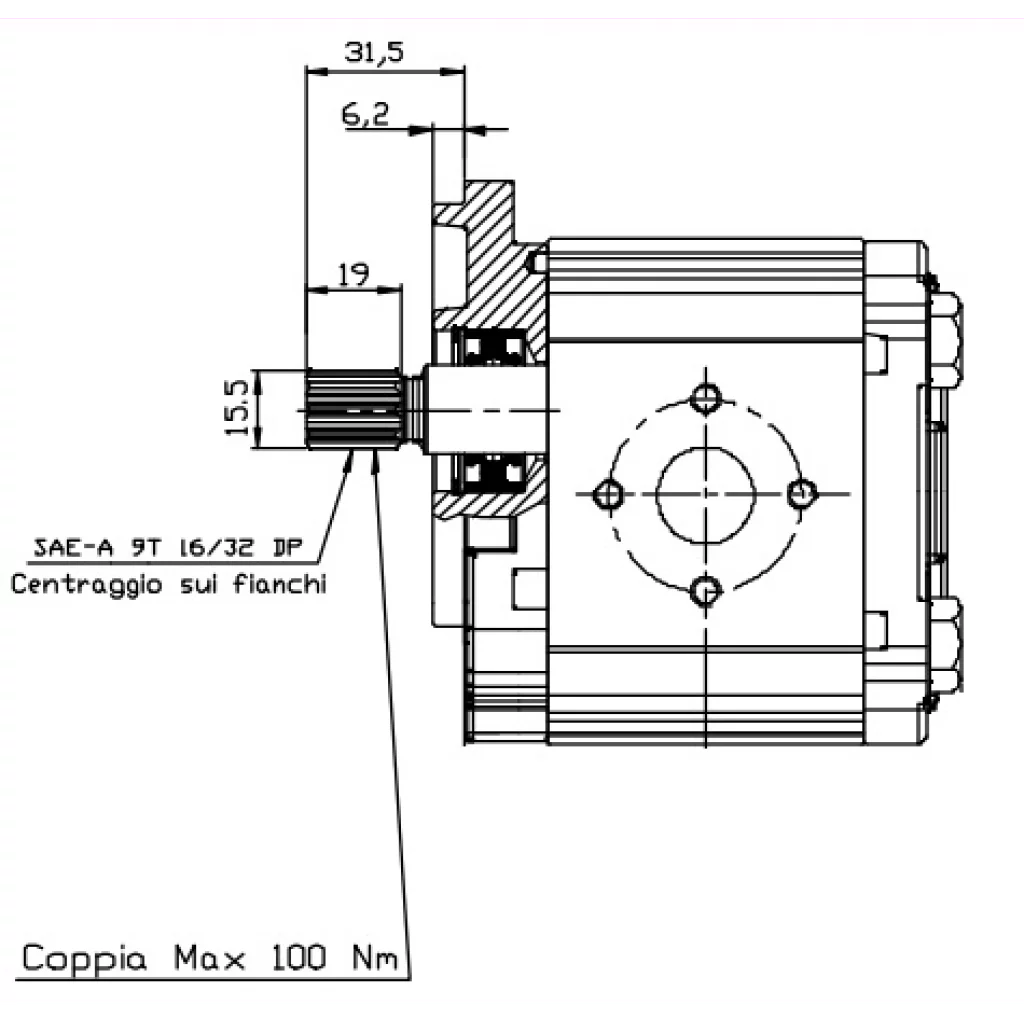 OT200 -P06 P21 S2 Tannhjulspumpe  6,2 ccm SAE-A 9 T Høyre