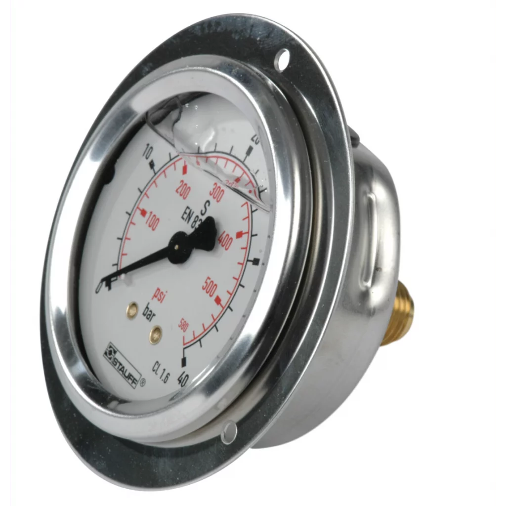 SPG063-0040-01-01-P-B04-F Manometer m/frontring Ø63 40 bar tilslutning bak 1/4"