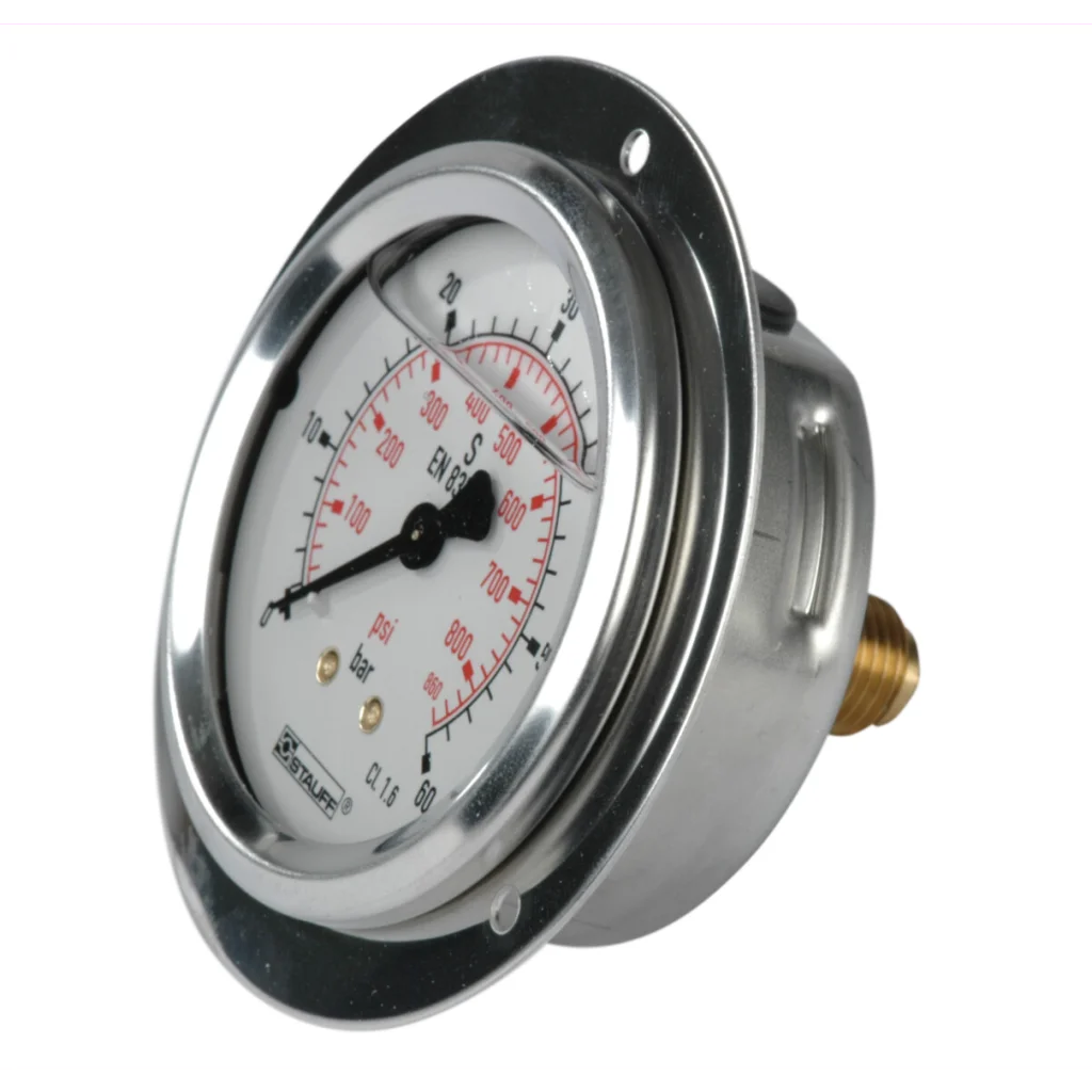 SPG063-0060-01-01-P-B04-F Manometer m/frontring Ø63 60 bar tilslutning bak 1/4"